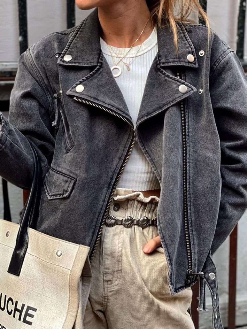 12th Tribe Jet Setter Black Denim Jacket-S